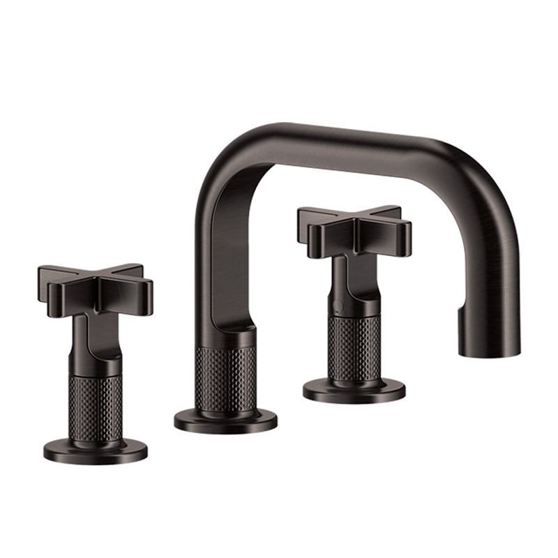 MEZCLADORA PARA LAVABO CON MONTAJE SOBRE CUBIERTA-BLACK METAL CEPILLADO PVD-INCISO-GESSI
